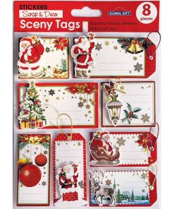 8 étiquettes cadeaux autocollantes - Père Noël traditionnel - N/A