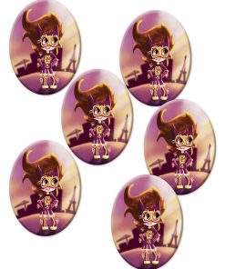 6 Badges Anniversaire 'super-héroine' | Fabrication Française - N/A