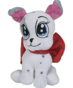 doudou DS Chien Blanc Dalmatien Nœud Rouge 25cms Glamour Pantin - Blanc