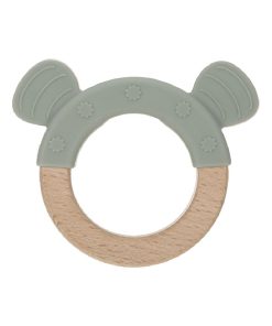 Anneau de dentition en bois et silicone Chat - Vert