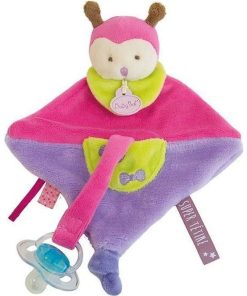 doudou Babynat Coccinelle Violet Rose 20cms BN0133 Super Tetine Plat - Violet