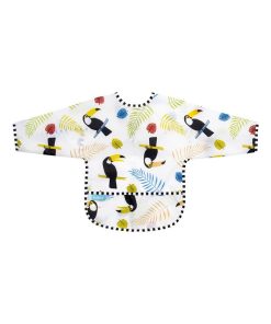 Bavoir Manches longues 12-24 mois White Toucans - Multicolore