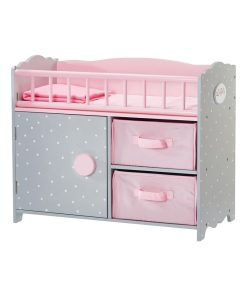 Lit berceau poupon poupée Polka Dots Princess bois avec rangement jeux TD-12390A - N/A