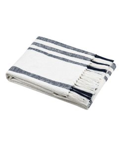 Plaid 125x150 cm Camaret marine coton - Bleu