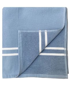 Fouta 0,90x1,70m tissage nid d'abeille 355 gr doublée éponge Waffle - Bleu