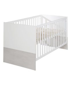 ROBA Lit bébé évolutif "Julia" - 70x140 - Convertible - Hauteur Réglable - Blanc/Chêne Blanchi - Blanc
