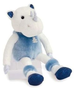 doudou Histoire d'ours Rhinoceros Bleu Rhinou 35cms HO2850 Les Petits Twist Pantin - Bleu