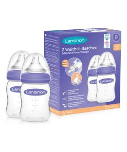Lot de 2 biberons avec tétine Natural Wave® spécial allaitement (160 ml) - Violet