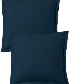 Blanc Avenue Lot De 2 Taies D'oreiller 50x70 Cm Satin De Coton - Bleu foncé