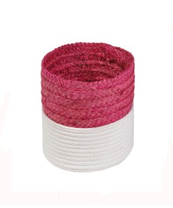 Panier Bicolore Blanc Et Rose En Corde - Beige
