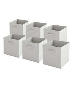 Paniers intissés pliables - lot de 6 - Gris Nuage - 27x27x27cm - Gris clair