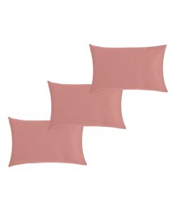 Lot x3 Taies d'oreiller 40x60 cm - 100% coton Bio - 'Ptit Basile' - Rose foncé