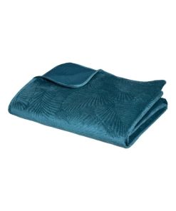 Dessus de lit velours 240x260 Feuille canard - Bleu