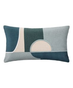 Housse de coussin géométrique brodé 30x50 cm - Bleu