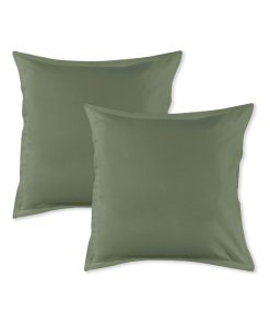 Future Home - Lot de 2 taies d'oreiller en coton sauge 64x64cm - Vert