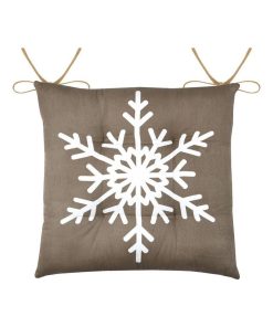 Lot de 4 galettes de chaise 4 points 38x38 Estrella taupe coton - Beige