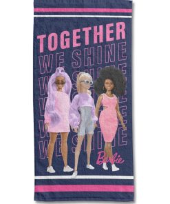 BARBIE - Serviette De Plage Barbie 70x140 cm - 100% Coton - 300 GSM - Bleu Marine - Bleu marine