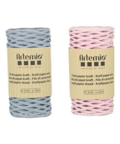 2 bobines fil kraft bleu tendre/rose 2mm x 25 m - N/A