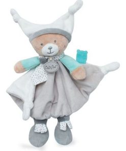 doudou Babynat Ours Gris Vert BN0352 Brioche & Polochon Plat - Gris
