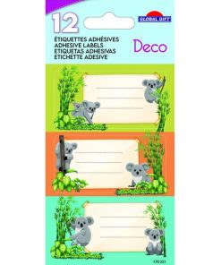 12 étiquettes adhésives scolaires - Rectangle - Koalas - N/A