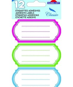 12 étiquettes adhésives scolaires - Ovale Vintage - multicolore - N/A
