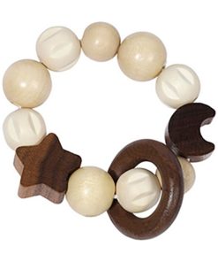 Hochet bois flexible Lune et étoile 734930 - Multicolore