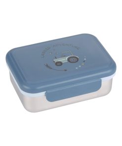 Boîte à goûter en inox Tracteur - Bleu