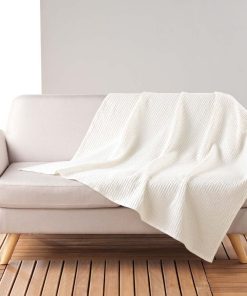 Plaid coton Collection Gaufrettes nid d'abeille - Blanc