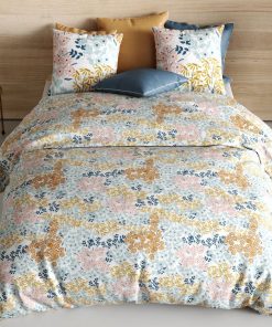 Parure de lit 'fleurie' - 2 personnes - Beige