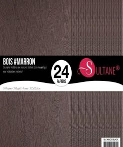 24 papiers Scrapbooking Texturé Bois Marron - 300g/m2 - N/A