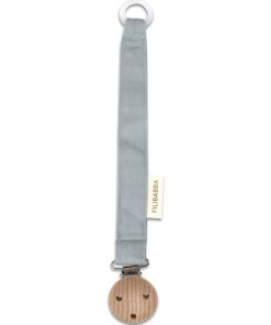 Attache tétine en bois et coton Moss Green - Multicolore