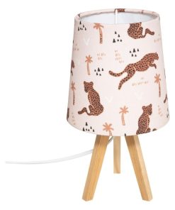 Lampe en bois Panthère H23.5 cm - Rose