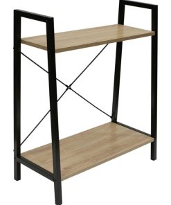 Étagère 2 niveaux bois et métal - Noir