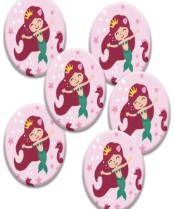 6 Badges Anniversaire 'sirène' | Fabrication Française - N/A