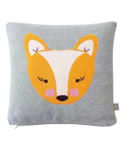 Taie de coussin en tricot de coton, RENARD - Gris