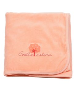 Eveil Et Nature Plaid Velours Coton Bio - Saumon