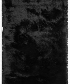 Tapis shaggy 200x290 SG FIN Noir fait main Certification care and Fair idéal pour la salle à manger - Noir