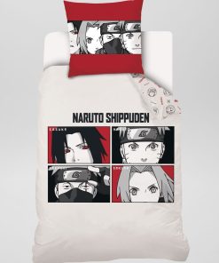 Parure de lit 'Naruto' - 1 personne - Blanc/rouge