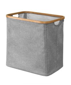 Panier À Linge Pliable Cadre Bambou Coloris Gris - Gris