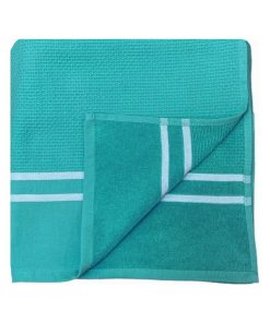 Fouta 0,90x1,70m tissage nid d'abeille 355 gr doublée éponge Waffle - Vert