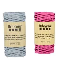 2 bobines fil kraft bleu tendre/fuschia 2mm x 25 m - N/A