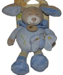 doudou Babynat Ours Bleu Papillon Douceur Flower Musical - Bleu