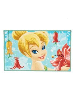 Tapis enfant 50x80 FAIRIES TINKERBELL Bleu lavable 30°C idéal pour Chambre - Bleu