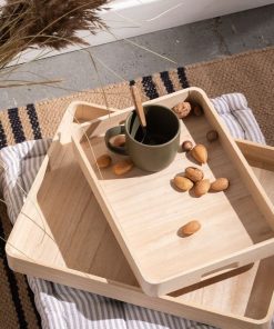 Lot de 2 plateaux 'INDIES' 'TODAY' - Beige