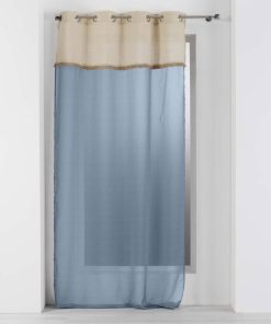 Voilage à œillets 140x240 sable top jute Greenybel bleu - Bleu
