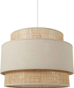 Suspension ronde gigogne rotin beige D40 - Beige