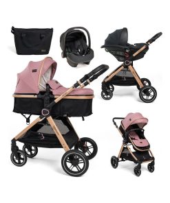 BEBELISSIMO - Poussette combinée trio 3 en 1 - siège auto I-size 40-87cm – 0 - 22kg - Nicea - rose - Rose