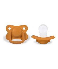 Lot de 2 sucettes anatomique en silicone 6 mois et + - Moutarde