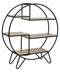 Étagère ronde métal bois 3 niveaux - Beige