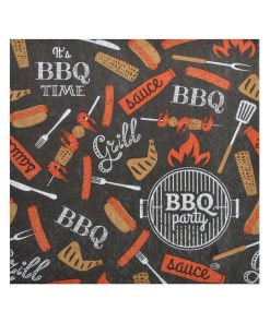 Lot de 20 serviettes en papier BBQ Party - Gris